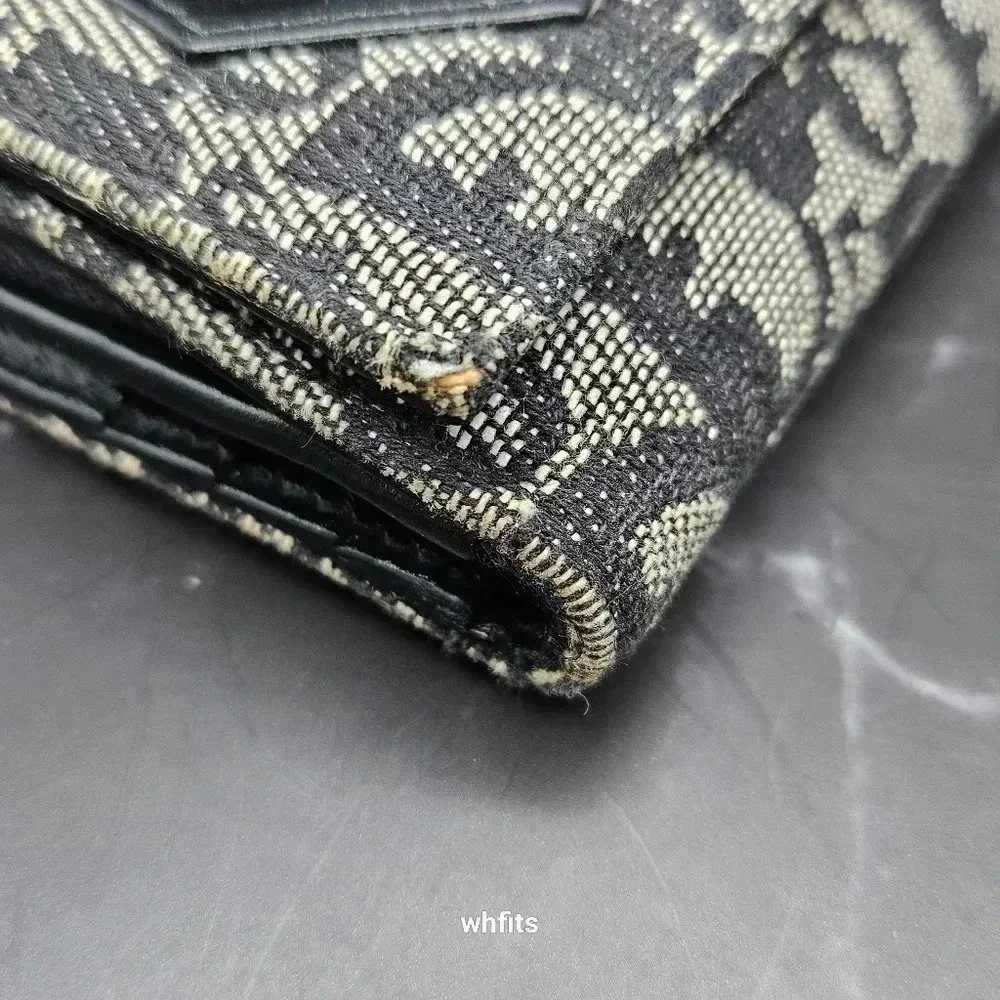 Christian Dior Trotter Canvas Trifold Wallet with dust bag and box.